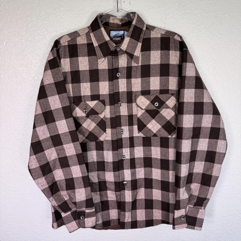 Vintage Fieldmaster Jacket Mens Large Brown Plaid Quilted Flannel Made In USA